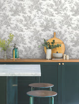 Campagne Toile Grey Wallpaper with Traditional Pastoral Toile Pattern - York RT7940