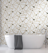 Prismatic Gold & Black Geometric Sure Strip Wallpaper - York RY2702