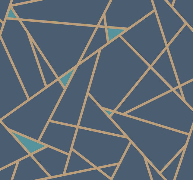 Prismatic Navy & Gold Metallic Geometric Wallpaper - York RY2704