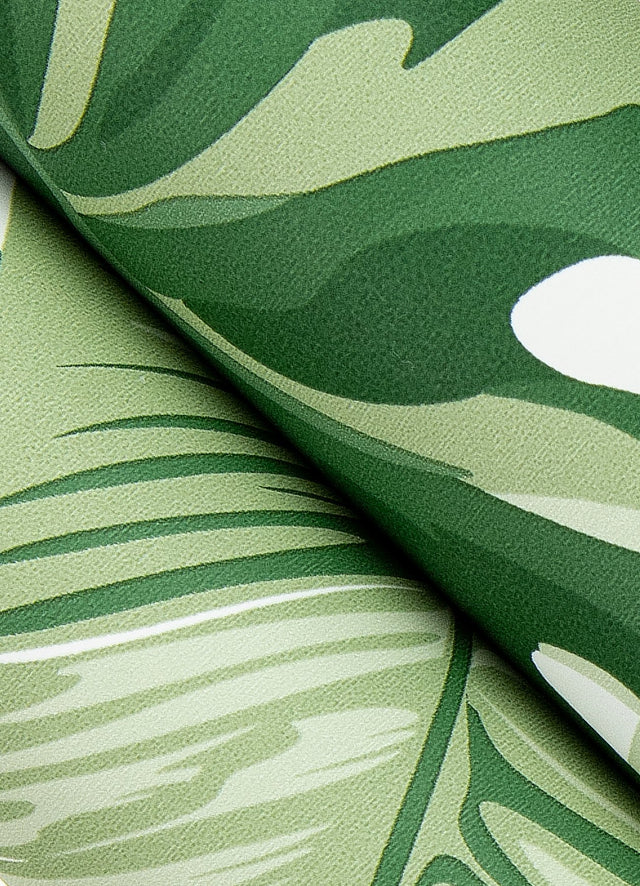 Palmero Green Peel & Stick Wallpaper with Tropical Botanical Leaf Pattern - NuWallpaper RZS4520