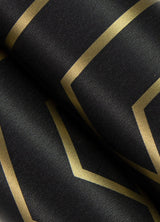 Ramsey Black Geometric Peel & Stick Wallpaper with Metallic Art Deco Pattern - Brewster RZS4526
