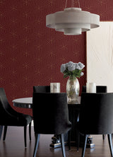 Ramsey Burgundy Peel & Stick Wallpaper with Gold Geometric Art Deco Motif - RZS4527