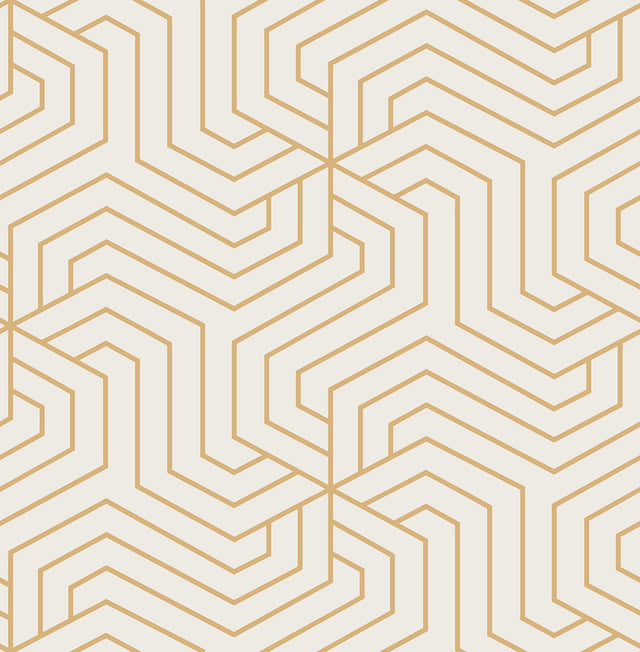 Ramsey Cream Peel & Stick Wallpaper with Glam Geometric Art Deco Pattern - Rachel Zoe x NuWallpaper RZS4528