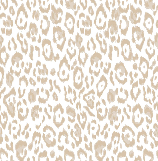 Marlowe Taupe Peel & Stick Wallpaper with Leopard Animal Print - Brewster RZS4533