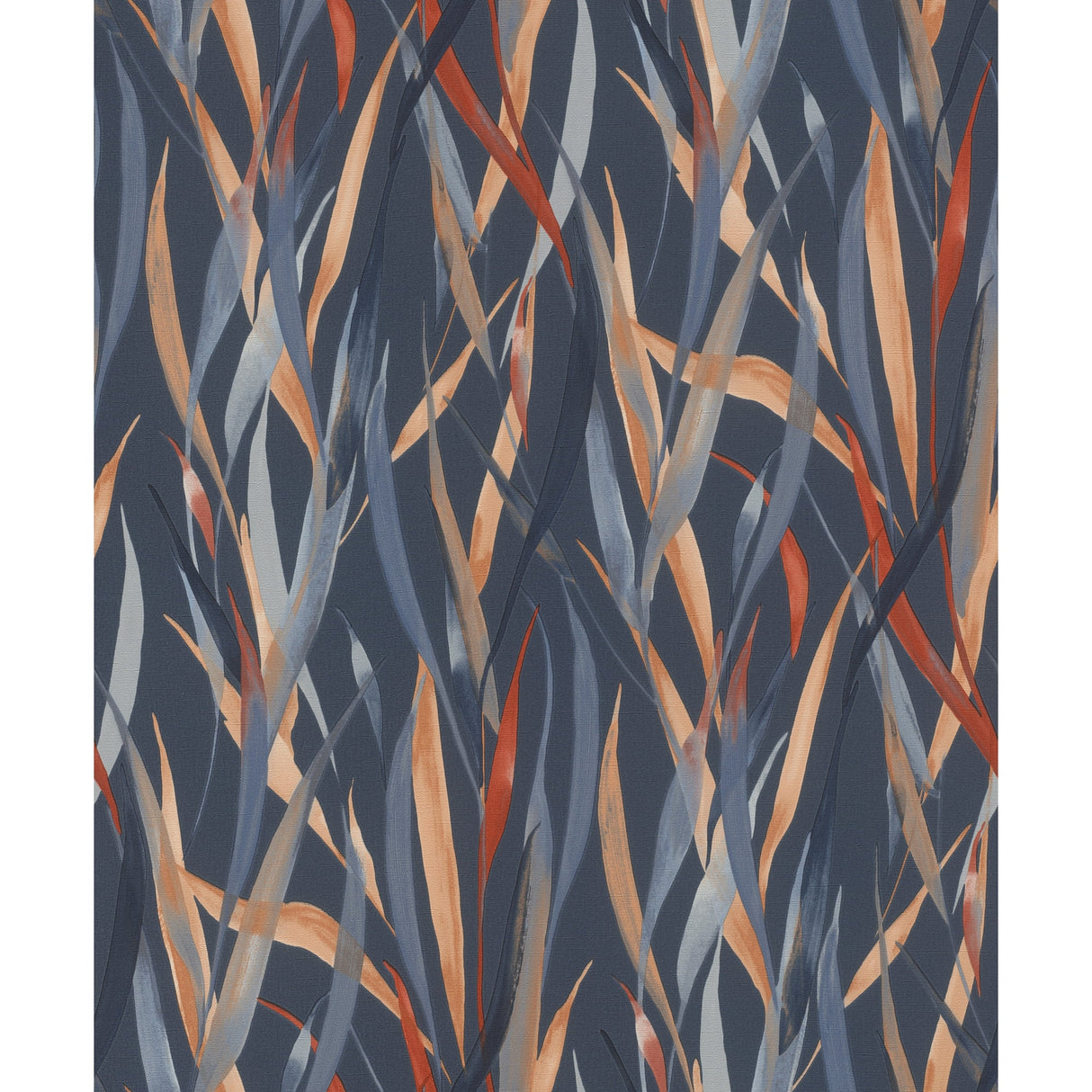 Rasch Sway Blue Botanical Wallpaper roll and room setting – Brewster RH330236