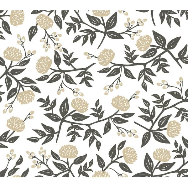 Rifle Paper Co. Peonies Gold Floral Premium Peel & Stick Wallpaper, 27 in x 20 ft roll, PSW1686RL