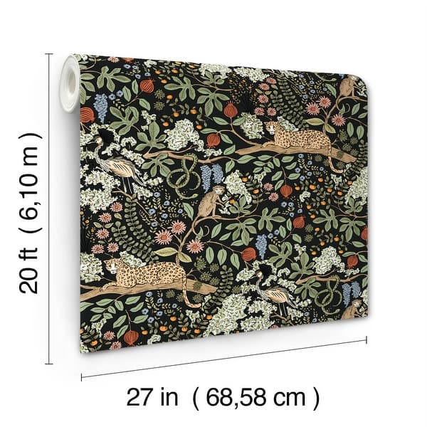 Safari Black by Rifle Paper Co. Jungle Toile Premium Peel + Stick Wallpaper – York Wallcoverings PSW1680RL