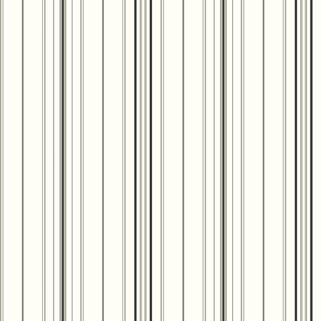 Wide Pinstripe Black & Bronze Wallpaper with Random Wide Stripe Pattern - York SA9109