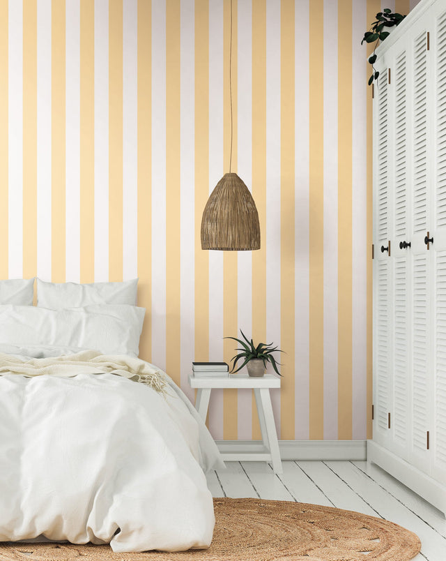 3-in Stripe Yellow Wallpaper with Matte Transitional Stripes - York SA9178