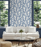 Beckett Sketched Leaves Blueberry Hill by Summer House Sketched Leaf Botanical Wallpaper – Seabrook Designs SC20002