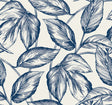 Blue and white sketched leaf botanical wallpaper pattern (Beckett Sketched Leaves, Blueberry Hill)