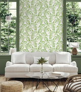 Beckett Sketched Leaves Apple Green by Summer House Botanical Wallpaper – Seabrook Designs SC20004