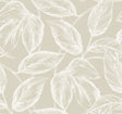 Beckett Sketched Leaves wallpaper in Oat with matte finish