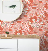 Suvi Palm Grove Coral Glow by Summer House Botanical Wallpaper – Seabrook Designs SC20101