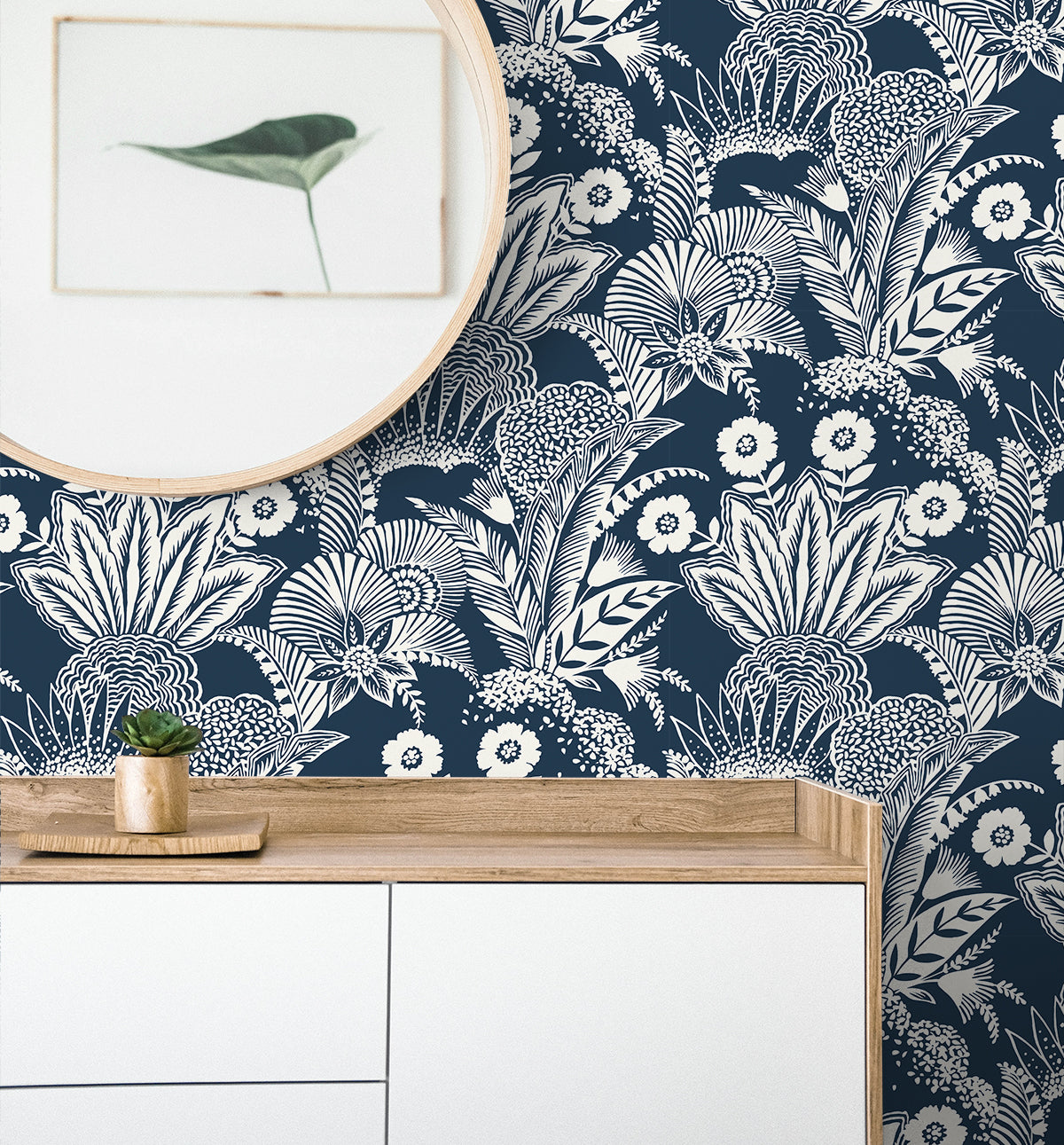 Suvi Palm Grove Nautical Blue by Summer House Botanical Wallpaper – Seabrook Designs SC20102