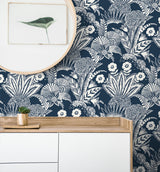 Suvi Palm Grove Nautical Blue by Summer House Botanical Wallpaper – Seabrook Designs SC20102