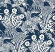 Suvi Palm Grove wallpaper in Nautical Blue botanical palm and floral pattern