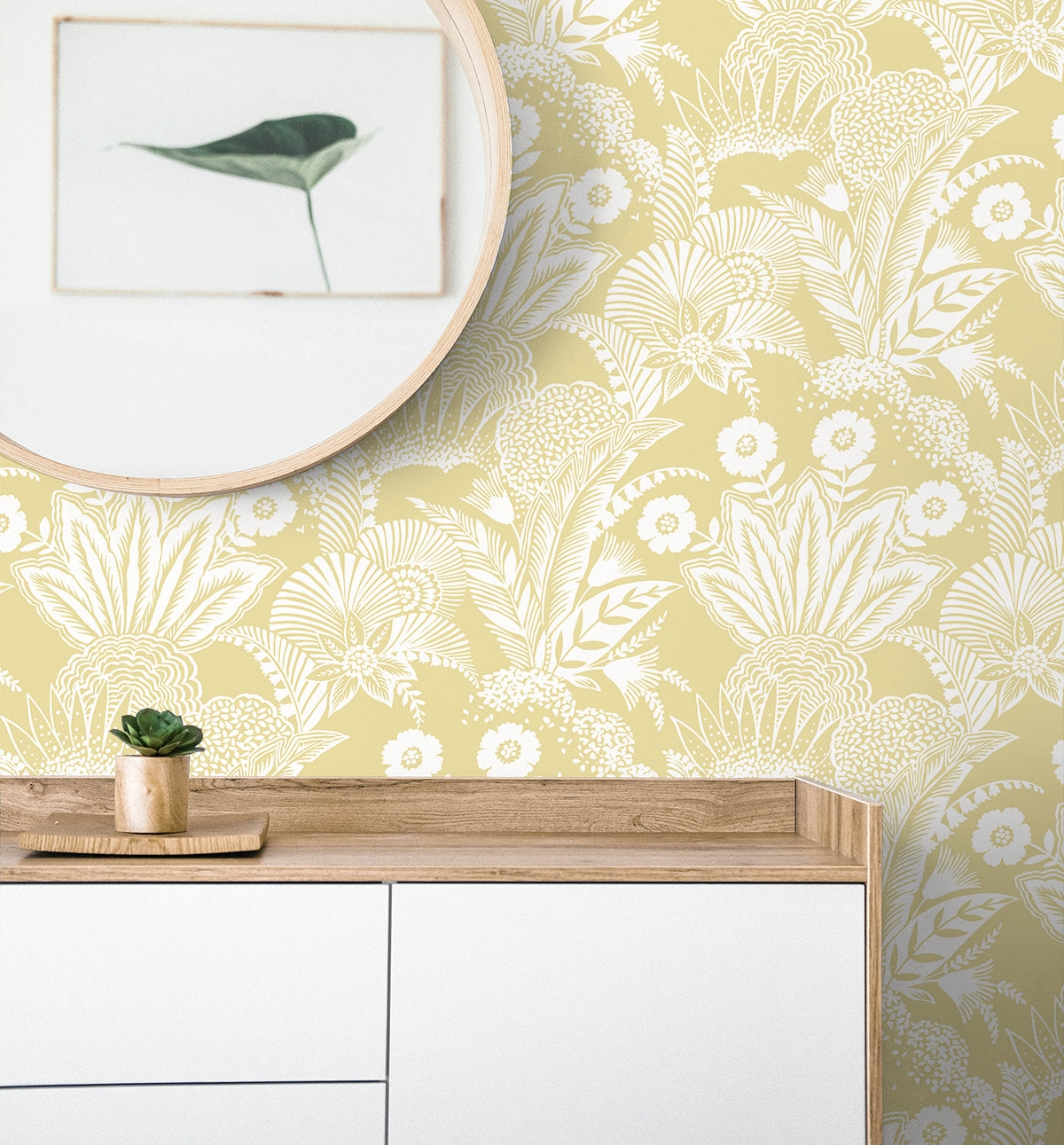 Palm Grove Butter by Summer House Botanical Wallpaper – Seabrook Designs SC20103