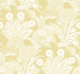 Suvi Palm Grove botanical wallpaper in Butter colorway (yellow and white floral/palm grove pattern).