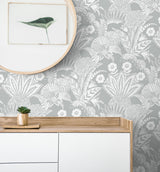 Suvi Palm Grove Bluish Gray by Seabrook Designs Botanical Wallpaper – Seabrook Designs SC20108