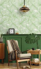 Tarra Monstera Leaf Hill Green by Seabrook Designs Tropical Botanical Wallpaper – Seabrook Designs SC20204