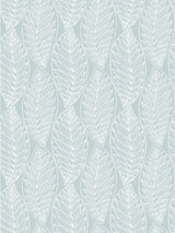 Cape blue coastal botanical leaf wallpaper with white leaf silhouettes (Kira Leaf Husk by Seabrook Designs).