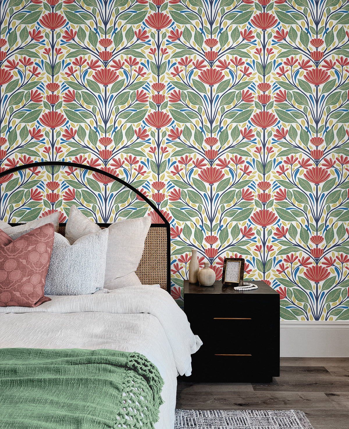 Carmela Folk Floral Multi by Summer House Floral Wallpaper – Seabrook Designs SC20601