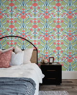 Carmela Folk Floral Summer Garden by Summer House Floral Wallpaper – Seabrook Designs SC20604