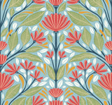 Carmela Folk Floral wallpaper pattern in the Summer Garden colorway