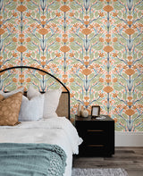 Carmela Folk Floral Summer Ends by Summer House Folk Floral Wallpaper – Seabrook Designs SC20606