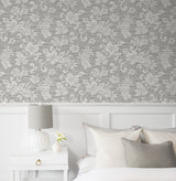 Juno Island Floral Half Moon Grey by Summer House Floral Wallpaper – Seabrook Designs SC20808