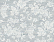 Juno Island Floral wallpaper in Fantasy Blue with coastal floral silhouette on a textured horizontal ground