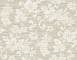 Balanced beige coastal floral wallpaper with matte finish