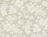 Balanced beige coastal floral wallpaper with matte finish