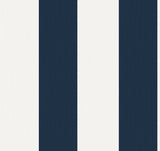 Dylan striped stringcloth wallpaper in Captain Blue and white with a matte finish.
