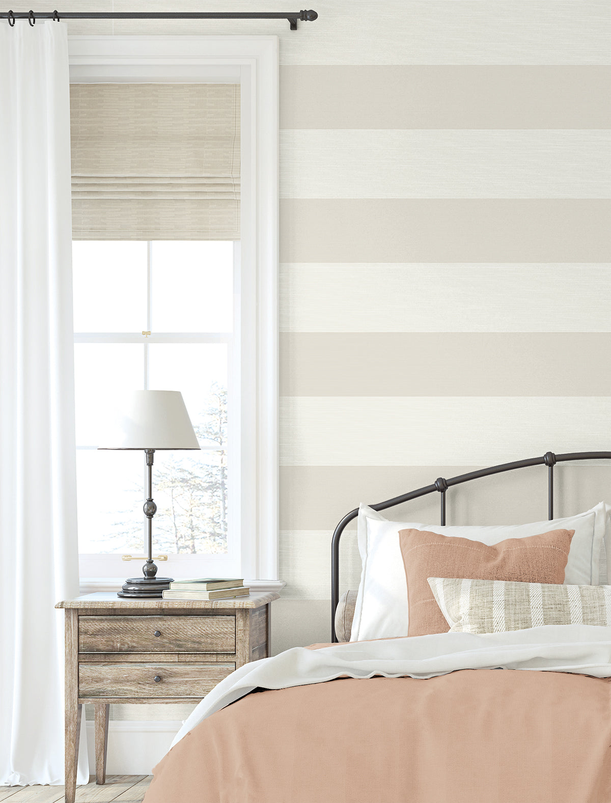 Dylan Stone by Summer House Striped Stringcloth Wallpaper – Seabrook Designs SC21005