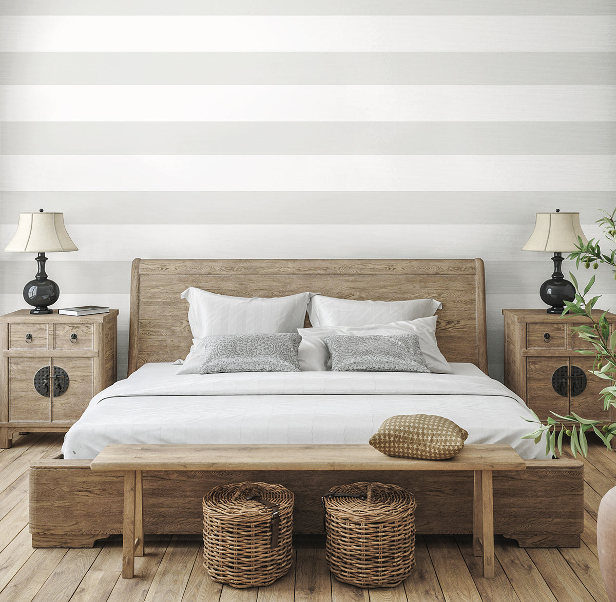Dylan Alaskan Grey by Summer House Striped Stringcloth Wallpaper – Seabrook Designs SC21018