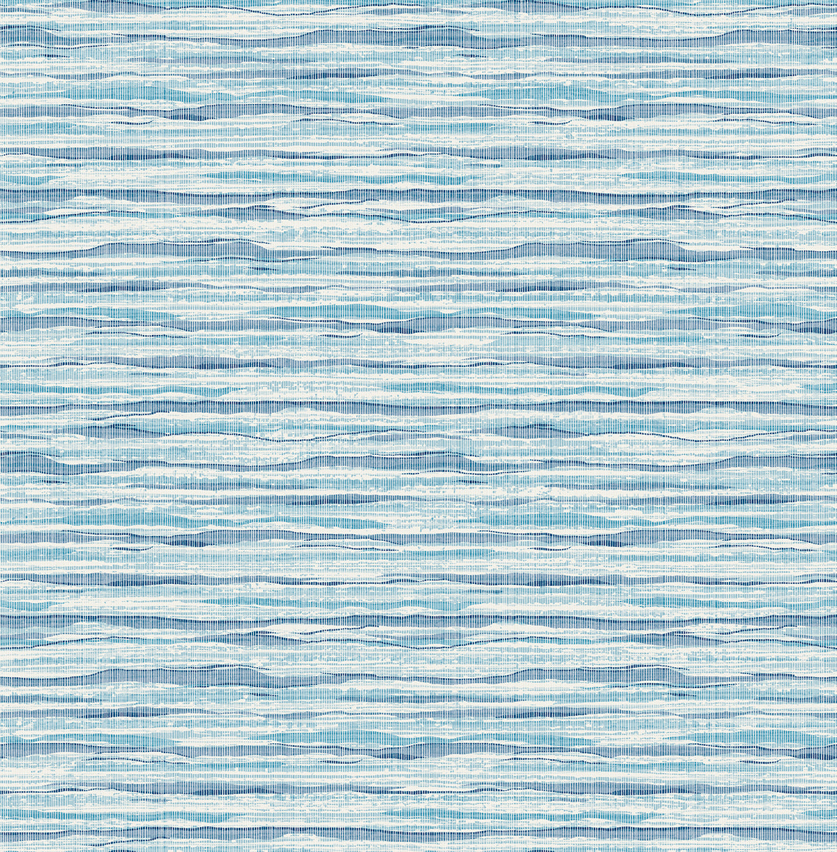 Skye Wave Stringcloth wallpaper in Summer Surf blue with horizontal wave-like texture