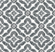 Black and white geometric botanical medallion wallpaper pattern with matte finish