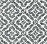 Black and white geometric botanical medallion wallpaper pattern with matte finish