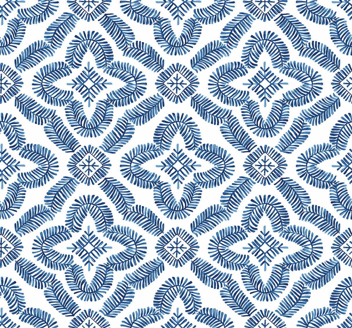 Talia Botanical Medallion wallpaper in Cottage Blue