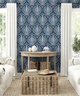 Cyrus Harvest Rich Navy by Summer House Botanical Sidewall Wallpaper – Seabrook Designs SC21412