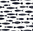 Bay Fish black and white coastal fish wallpaper pattern