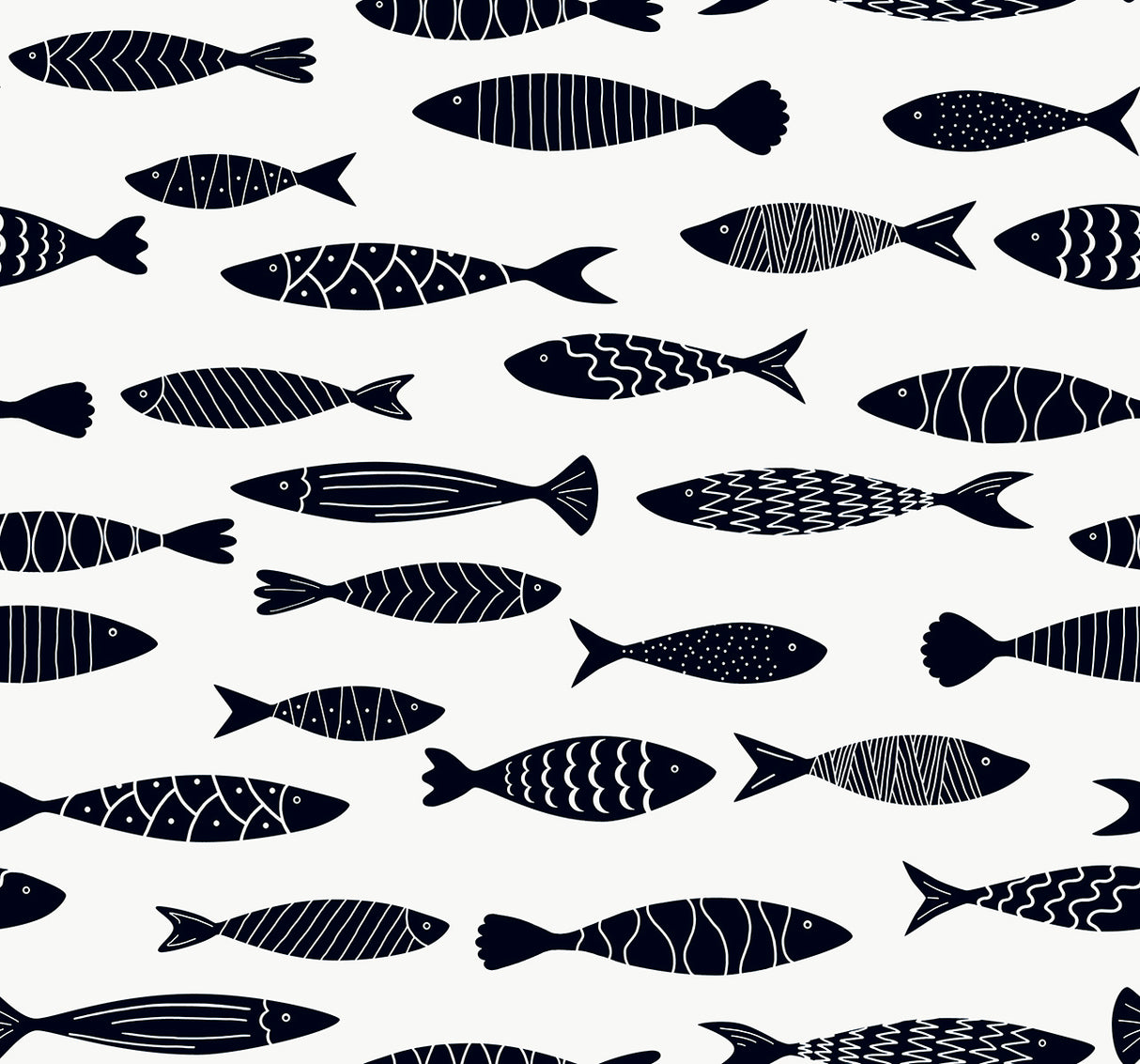 Bay Fish black and white coastal fish wallpaper pattern