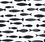 Bay Fish black and white coastal fish wallpaper pattern