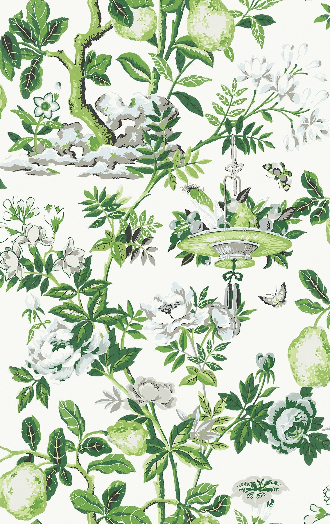 Verdance Shantung Garden Green Chinoiserie Peel & Stick Wallpaper - SCS3841