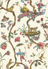 White Chinoise Exotique Scalamandre Self Adhesive Wallpaper with Chinoiserie Botanical Feature Wall Pattern - SCS3843