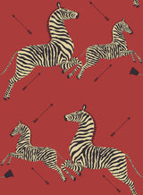 Masai Red Zebra Safari Peel & Stick Wallpaper with Iconic Scalamandre Zebra Print - SCS3869