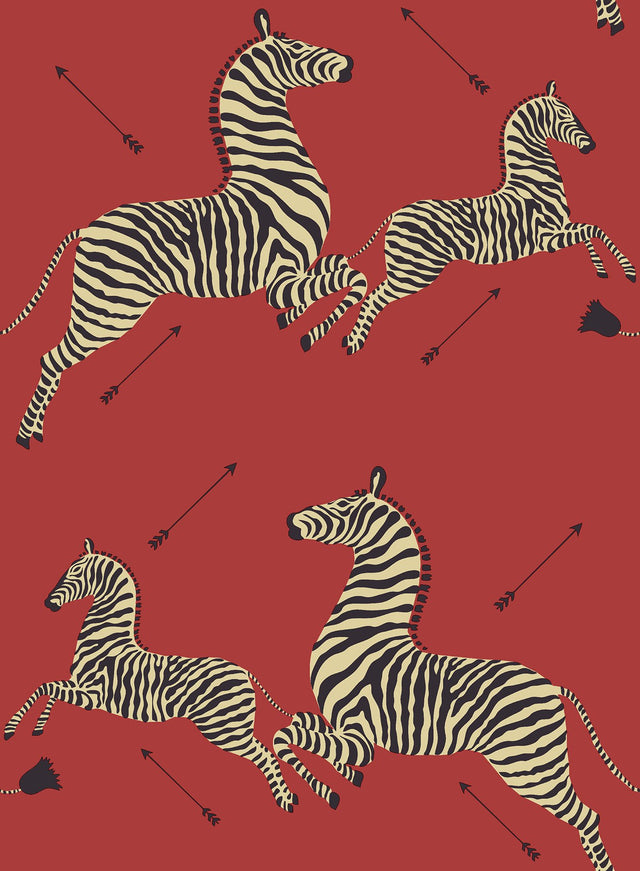 Masai Red Zebra Safari Peel & Stick Wallpaper with Iconic Scalamandre Zebra Print - SCS3869