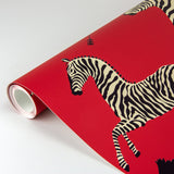 Masai Red Zebra Safari Peel & Stick Wallpaper with Iconic Scalamandre Zebra Print - SCS3869